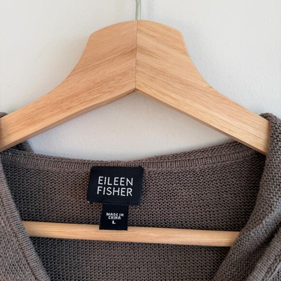 Eileen Fisher Linen Hooded Knit Sweater Gray L - Picture 4 of 8